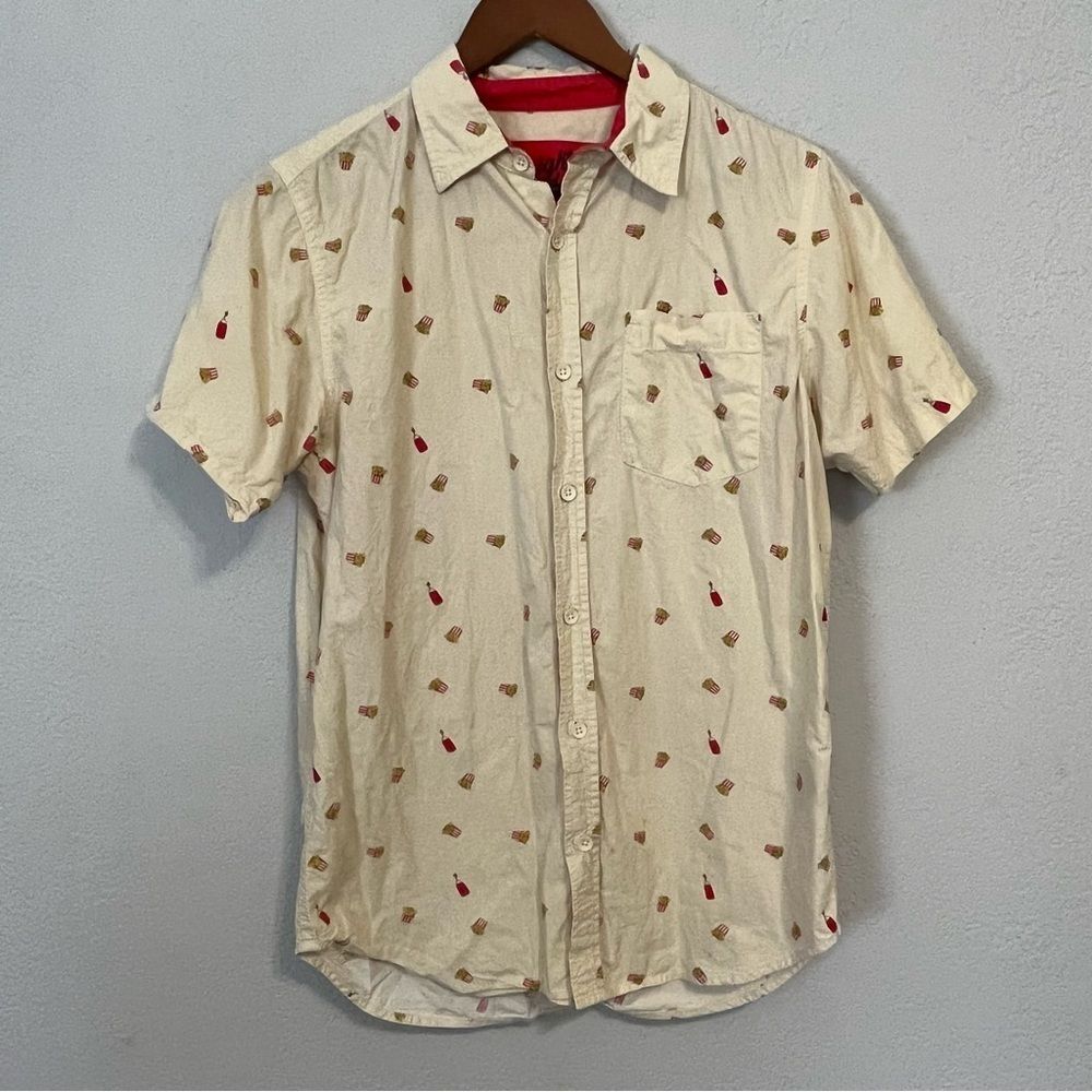 Straight Faded French Fries Short Sleeve Button Down Shirt - Picture 2 of 9